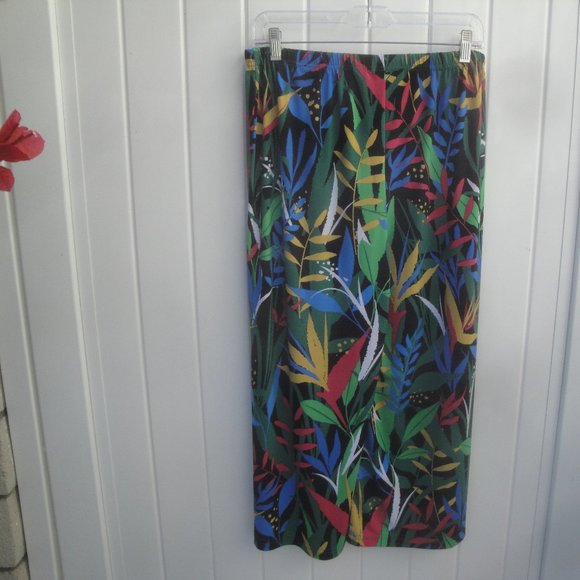 Bob Mackie Womens Tropical Paradise Print Pants Gaucho Multicolor Knit Med - Picture 3 of 4